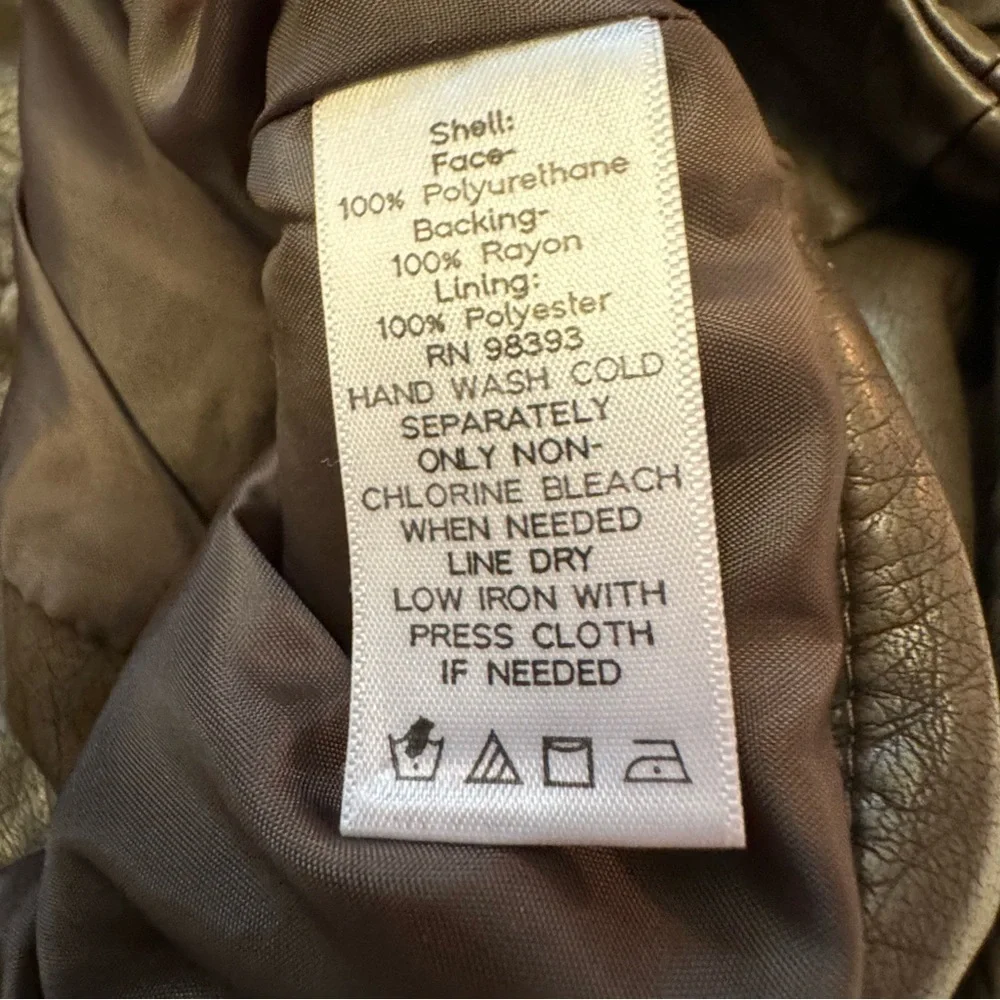 DASH by Kardashian Women's Brown Faux Leather Jacket Size XXS Peplum Pockets NEW - Picture 7 of 15
